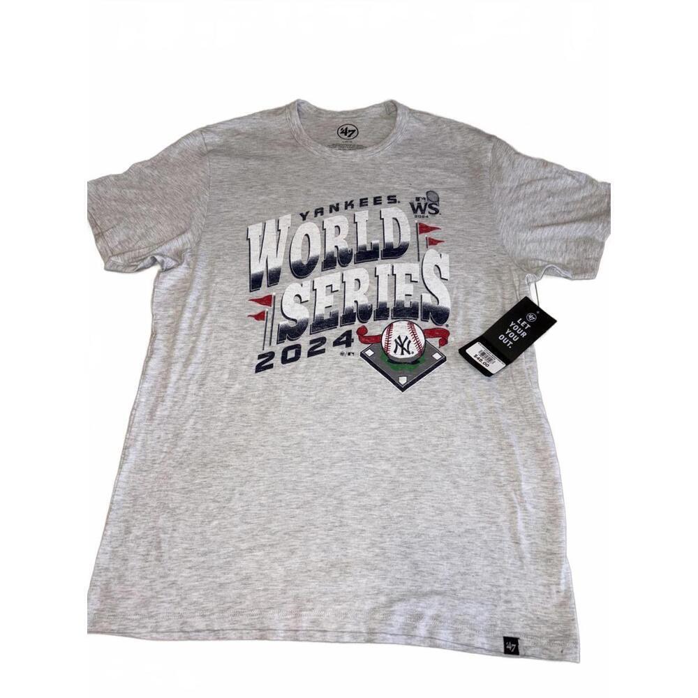 New With Tags MLB New York Yankees 2024 World Series T-Shirt Gray Mens Large
